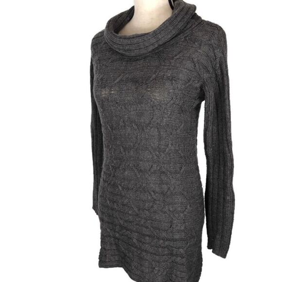Design History Sweater Dress Gray Long Sleeve Cowl Neck Ribbed Women's Sz Small - Picture 1 of 8